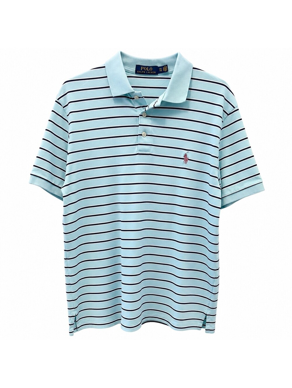Polo Ralph Lauren Men's XL Light Blue Striped Cotton Polo Shirt
